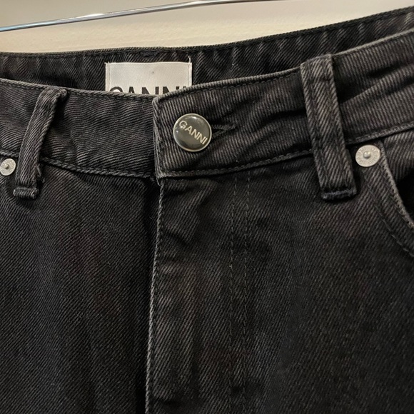 GANNI Betzy Cropped Slim Flare High Rise Washed Black Size 28/32 Organic Cotton - Picture 4 of 11